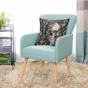 Black & White Skull And Rose Lace Print Pillow Cover